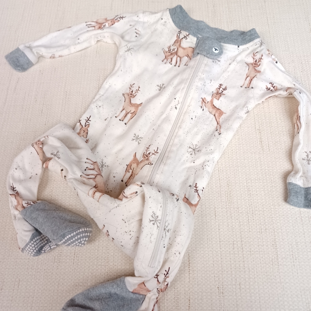 Reindeer Boys zipup Jumpsuit Burts Bees 3 6 m